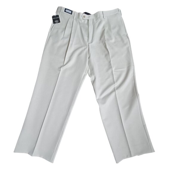 Savane Mens Expandable Waist Pleated Khaki Pants 40W X 32L Wrinkle Free Comfort - Picture 4 of 10